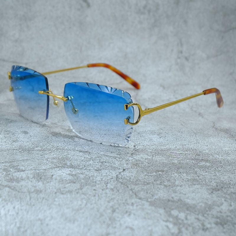 818 Big Diamond Cut Men's Sunglasses - Vintage Luxury Designer Eyewear for Outdoor Protection and Style
